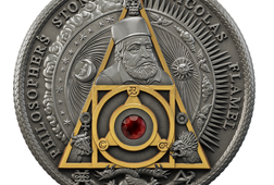 Auksuota sidabrinė moneta 999 62 gr išminties akmuo